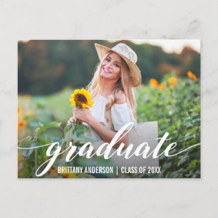 Moderne Script Graduation Party Invitation Photo W
