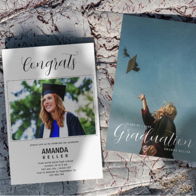 Moderne Script Graduation Photo Invitation (Créateur téléchargé)