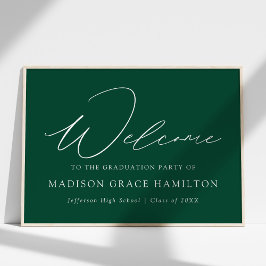 Moderne Script Green Welcome Graduation Party Poster