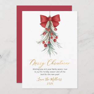 Moderne Script Greenery Red Berries Weihnachten