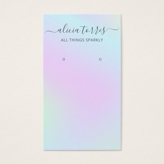 Moderne Script Holographic Earring Card (Vorderseite)
