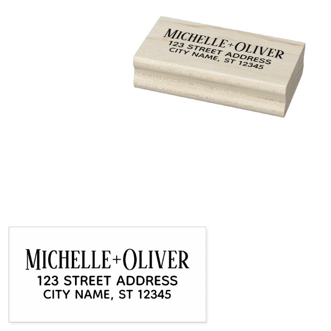 Moderne Script-Individuelle Name Hochzeitskoppel-A Gummistempel (Stempel)