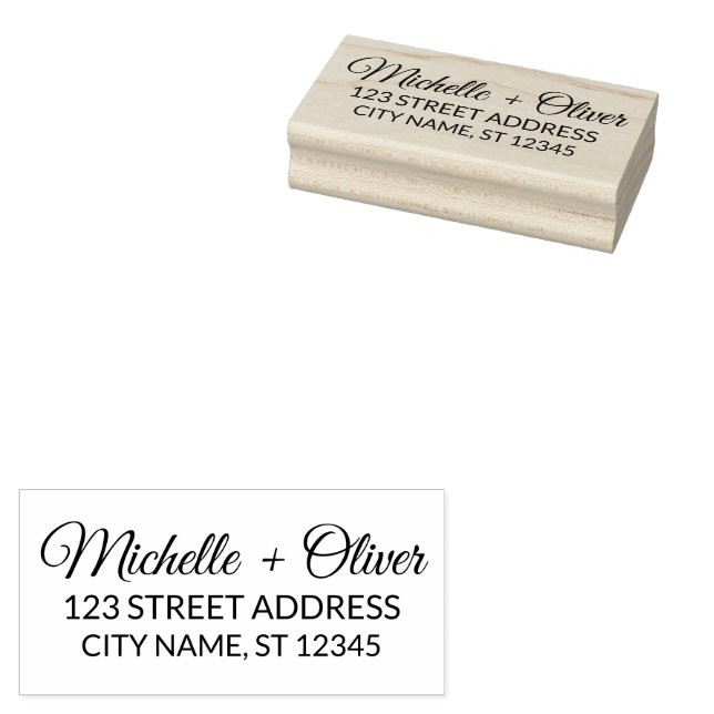 Moderne Script-Individuelle Name Hochzeitskoppel-A Gummistempel (Stempel)