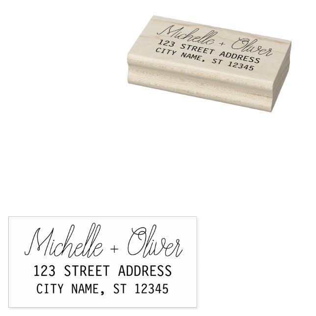 Moderne Script-Individuelle Name Hochzeitskoppel-A Gummistempel (Stempel)