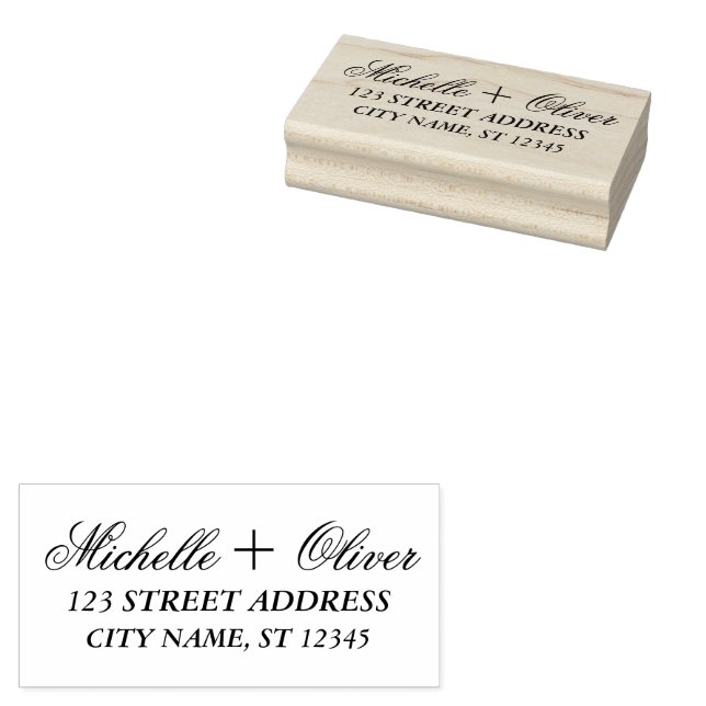 Moderne Script-Individuelle Name Hochzeitskoppel-A Gummistempel (Stempel)