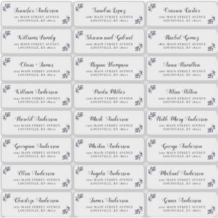 Moderne Script Lila Floral Guest Address Labels