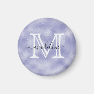 Moderne Script Lila Foil Monogram Kitchen Magnet