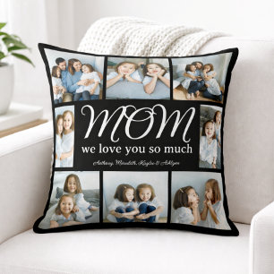 Moderne Script Mama wir lieben dich Fotocollage XO Kissen