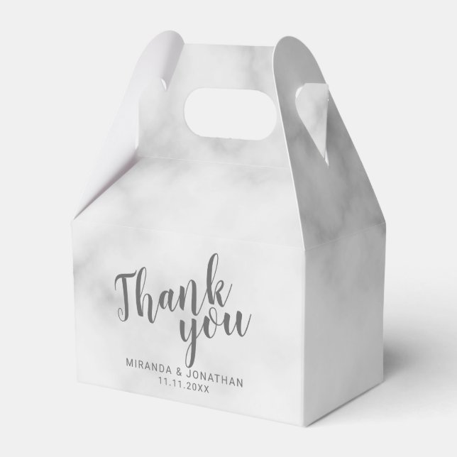 Moderne Script-Marble-Hochzeit Geschenkschachtel (Vorderseite)