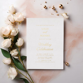 Moderne Script Minimal Calligraphy White Wedding Folieneinladung