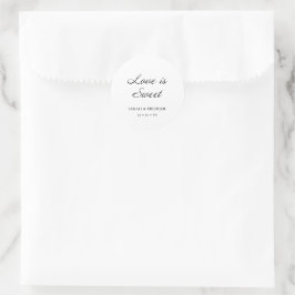 Moderne Script Minimal Calligraphy White Wedding Runder Aufkleber