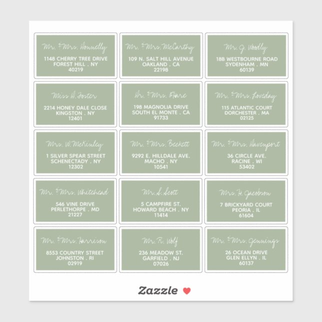 Moderne Script-Minimalistische Hochzeitgastadresse Aufkleber (Blatt)
