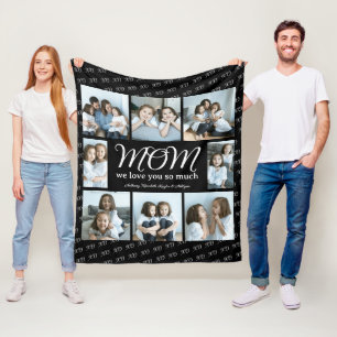 Moderne Script Mom Wir lieben Dich Fotocollage XO Fleecedecke