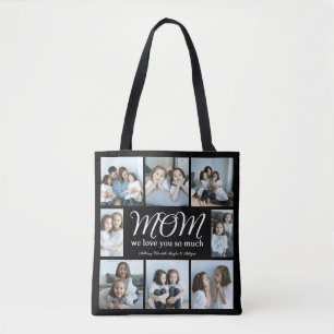 Moderne Script Mom Wir lieben Dich Fotocollage XO Tasche