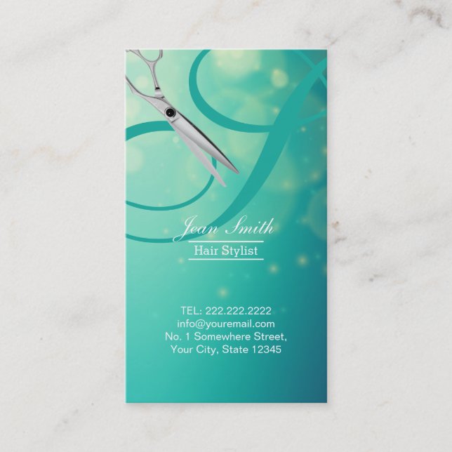 Moderne Script Monogram Elegant Hair Stylist Visitenkarte (Vorderseite)