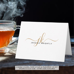 Moderne Script Monogram Initials Minimal Gold