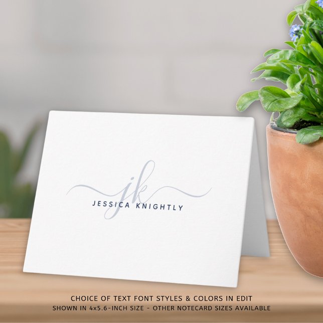 Moderne Script Monogram Initials Minimal Navy Blue (Von Creator hochgeladen)