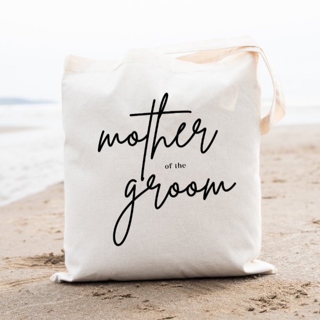 Moderne Script Mother of the Groom Tote Bag Tragetasche (Von Creator hochgeladen)