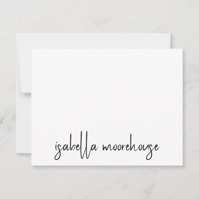 Moderne Script Name Flat Note Card Mitteilungskarte (Vorderseite)