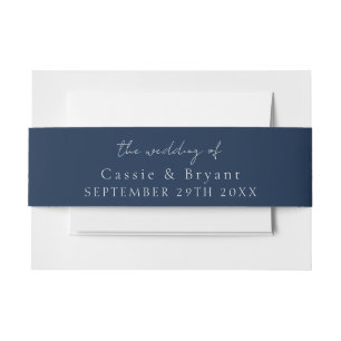 Moderne Script Navy Blue Hochzeit von Einladungsbanderole