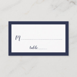 Moderne Script Navy Blue Wedding Platzkarte