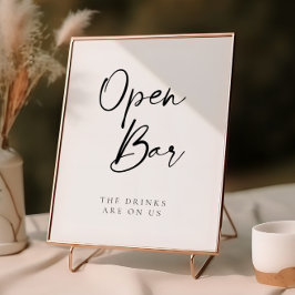 Moderne Script Open Bar Wedding Poster