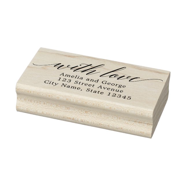 Moderne Script Personalisiert Wood Briefmarke Gummistempel (Stempel)