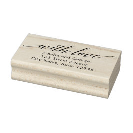 Moderne Script Personalisiert Wood Briefmarke Gummistempel