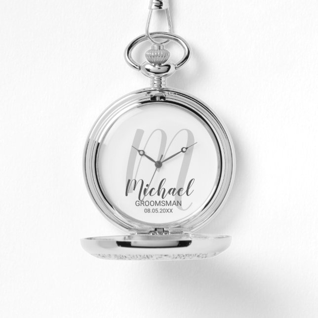 Moderne Script-Personalisierte Trauzeugen Armbanduhr (Vorderseite)