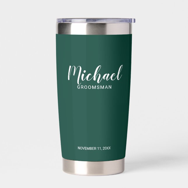 Moderne Script-Personalisierte Trauzeugen Thermobecher (Links)