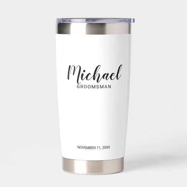 Moderne Script-Personalisierte Trauzeugen Thermobecher (Links)