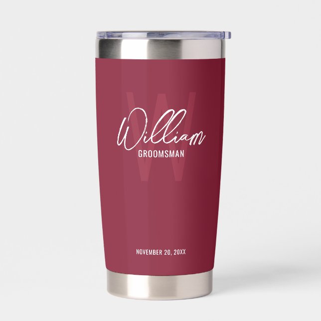 Moderne Script-Personalisierte Trauzeugen Thermobecher (Links)