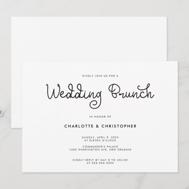 Moderne Script Post Mariage Brunch Invitation (Devant / Derrière)