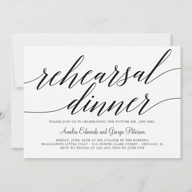 Moderne Script-Probe-Dinner Einladung (Vorderseite)