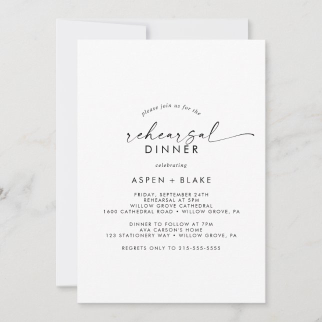 Moderne Script-Probe-Dinner Einladung (Vorderseite)