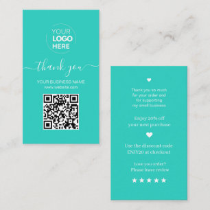 Moderne Script QR Code Minze Order Vielen Dank Visitenkarte