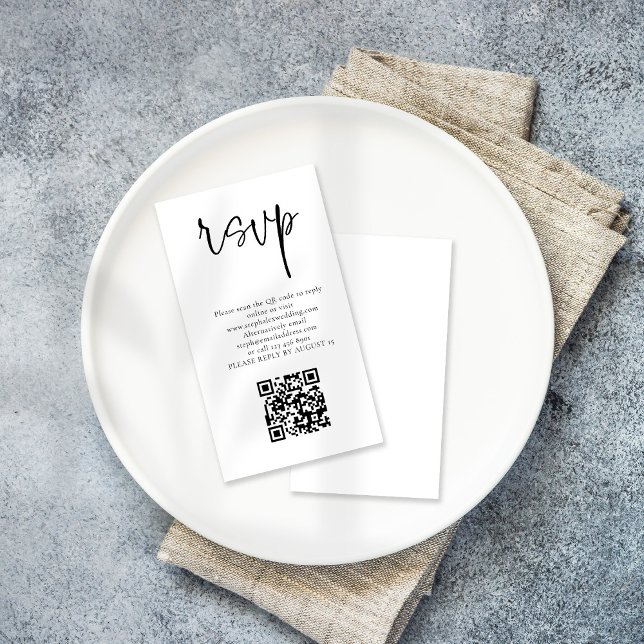 Moderne Script QR Code Wedding RSVP Enclosure Card Begleitkarte (Von Creator hochgeladen)
