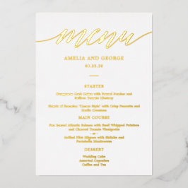 Moderne Script REAL FOIL Elegante Menükarte Folieneinladung