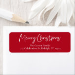 Moderne Script Red Christmas Card Rücksendeadresse<br><div class="desc">Eine moderne Script Red Christmas Card Rücksendeadresse Etikett mit handgeschriebenem Skript und minimalem Typ. Klicken Sie auf die Schaltfläche Bearbeiten,  um dieses Design anzupassen.</div>