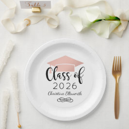 Moderne Script-Rose Gold 2025 Custom Abschluss Pappteller