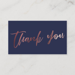 Moderne Script-Rose Gold auf Navy Vielen Dank einf Begleitkarte