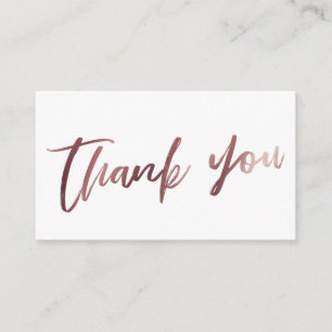 Moderne Script-Rose Gold auf Weiß Danke einfügen Begleitkarte