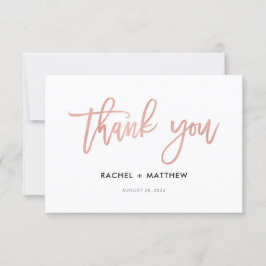 Moderne Script Rose Gold Glam Flat Danke Karte