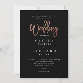 Moderne Script Rose Gold Wedding Einladung