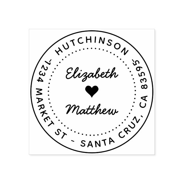 Moderne Script Round Wedding Rücksendeadresse Gummistempel (Prägung)