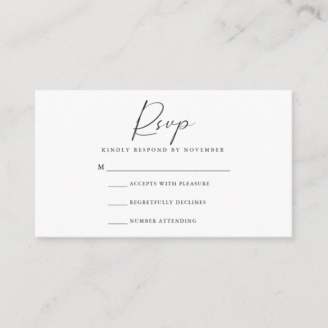 Moderne Script-RSVP-Karte Begleitkarte (Vorderseite)
