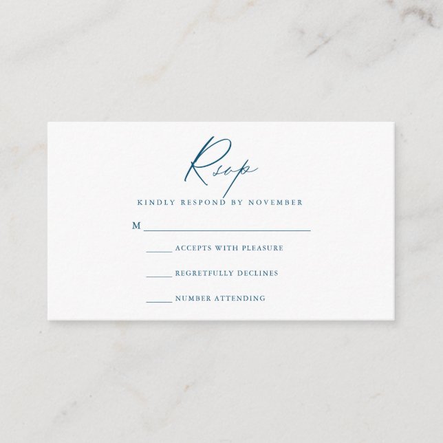 Moderne Script-RSVP-Karte Begleitkarte (Vorderseite)