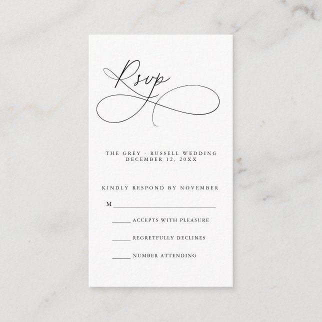 Moderne Script-RSVP-Karte Begleitkarte (Vorderseite)