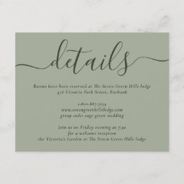 Moderne Script Sage Green Wedding Begleitkarte