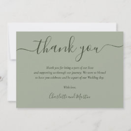 Moderne Script Sage Green Wedding Dankeskarte